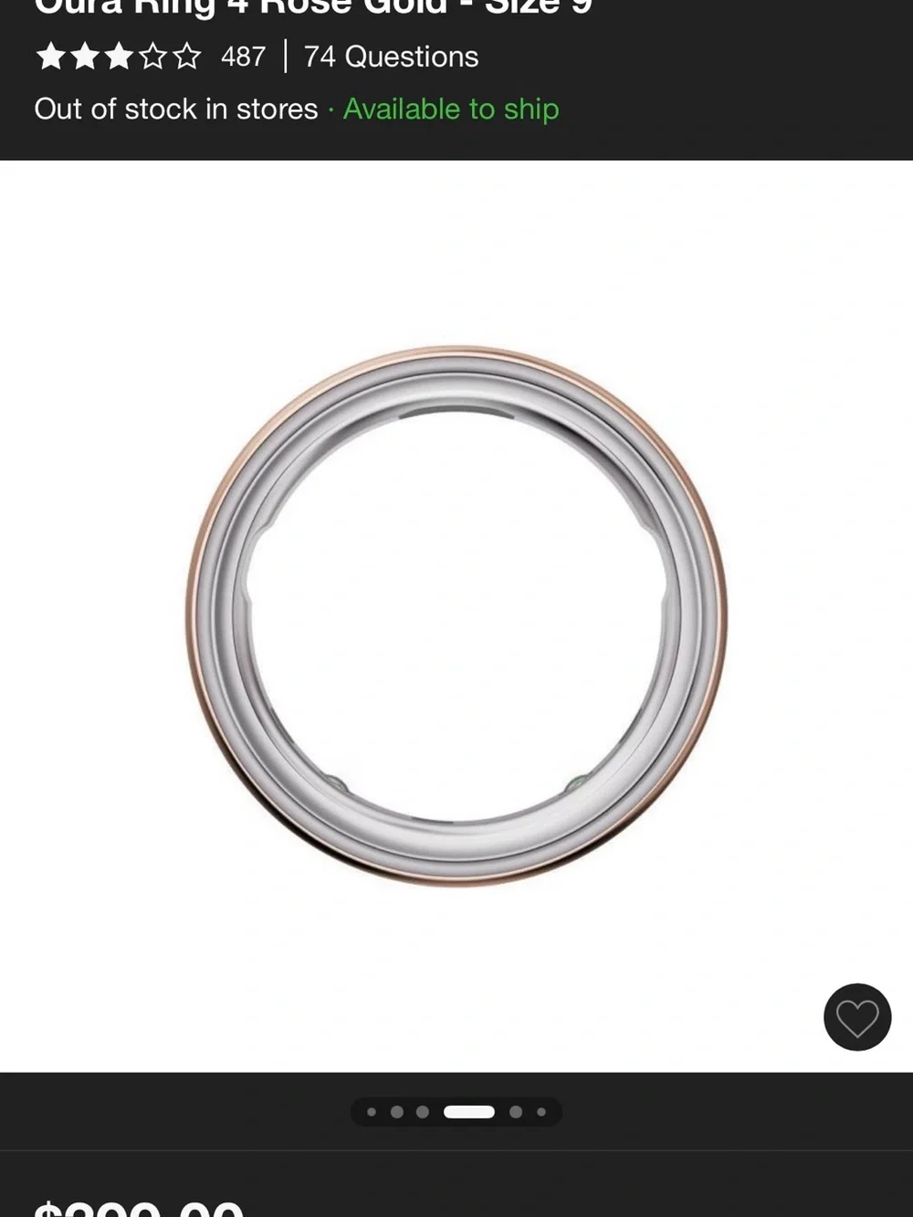 Oura Ring 4 - Gold Smart Ring (Size 9)